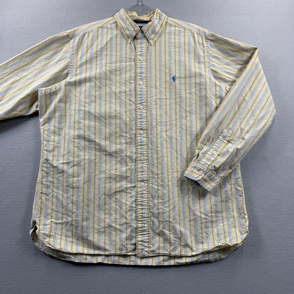 Ralph Lauren Shirt Mens XL Yellow Stripe Long Sleeve Button Down‎ Classic Fit